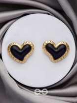 BEATS OF BEAUTY - GOLDEN EMBELLISHED EARRINGS (BLACK)