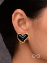 BEATS OF BEAUTY - GOLDEN EMBELLISHED EARRINGS (BLACK)