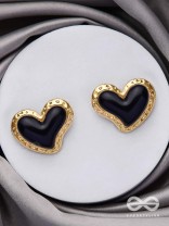 BEATS OF BEAUTY - GOLDEN EMBELLISHED EARRINGS (BLACK)