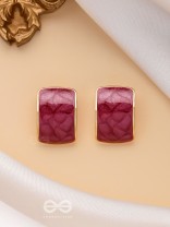 THE CLASSIC RADIANCE  - GOLDEN ENAMELLED STUD EARRINGS (RED)