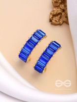 CRYSTAL GALAXIES - GOLDEN EMBELLISHED EARRINGS (BLUE)