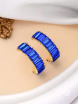 CRYSTAL GALAXIES - GOLDEN EMBELLISHED EARRINGS (BLUE)