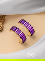 CRYSTAL GALAXIES - GOLDEN EMBELLISHED EARRINGS (PURPLE)