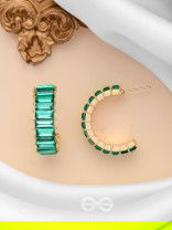 CRYSTAL GALAXIES - GOLDEN EMBELLISHED EARRINGS (GREEN)