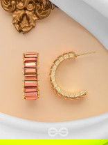 CRYSTAL GALAXIES - GOLDEN EMBELLISHED EARRINGS (PEACH)