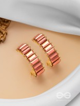 CRYSTAL GALAXIES - GOLDEN EMBELLISHED EARRINGS (PEACH)