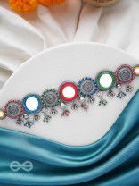 RANGAVYUHA - COLORBURST CASCADE - BEADS, MIRROR AND RESHAM EMBROIDERED AND OXIDISED NECKLACE