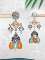 MYSTIC OCEAN SUNDOWN - EMBELLISHED OXIDISED EARRINGS