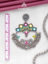 Shrichinmaya - The Eternal Beauty - Mirrors, Beads And Resham Hand Embroidered Oxidised Earrings