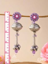 Ritudhwani - Seasonal Melodies - Resham And Beads Hand Embroidered Oxidised Earrings