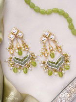 Saratas -  Mystic Mints - Beads, Polki And Kundan Finished Hand Embroidered Earrings