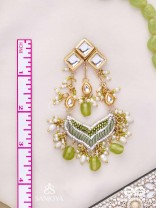 Saratas -  Mystic Mints - Beads, Polki And Kundan Finished Hand Embroidered Earrings