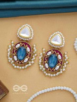 VIRAYA - ETHEREAL LUXE ESSENCE - STONE, BEADS, POLKI AND KUNDAN FINISHED EMBROIDERED EARRINGS