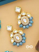 Mandanila - Breeze Of Azure - Golden Embellished Polki And Kundan Earrings 
