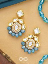 Mandanila - Breeze Of Azure - Golden Embellished Polki And Kundan Earrings 