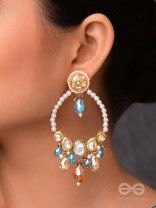 MARICHIKA - THE MIRAGE SPARKLERS - GOLDEN EMBELLISHED POLKI AND KUNDAN STATEMENT EARRINGS
