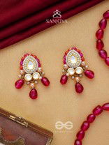 Shikhandika - Ruby Echoes - Golden Embellished Polki And Kundan Earrings