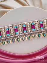 Karika - Prismatic Allure - Stones, Beads And Glass Drops Hand Embroidered Neckpiece