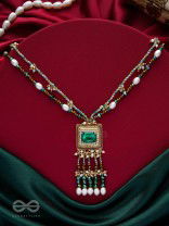Devamaya - The Hypnotic Illusion- Stone, Beads And Pearl Drops Hand Embroidered Neckpiece