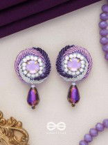 Arani - The Turning Round - Stone, Beads And Glass Drop Hand Embroidered Earrings