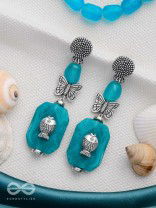 Aquatic Flutters - Silver Embellished Earrings