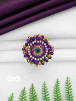 Agnisikha - The Beaded Flower - Beads And Sequins Hand Embroidered Ring