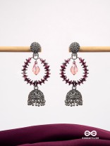The Violet Wonder - Oxidised Jhumka Earrings