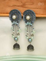 DHUMITA - THE SHINING SMOKE - BEADED OXIDISED AND HAND EMBROIDERED EARRINGS