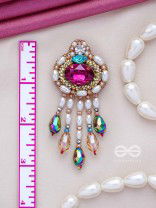 Vaajpatni- The Queen's Treasure- Stones, Pearls And Glass Drops Hand Embroidered Earrings