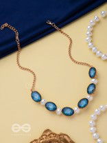 AQUA MIST FANTASY - STATEMENT GOLDEN EMBELLISHED NECKPIECE