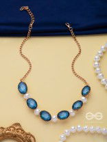 AQUA MIST FANTASY - STATEMENT GOLDEN EMBELLISHED NECKPIECE