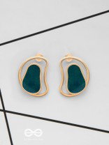 The Indigo Illusion - Golden Enamelled Stud Earrings