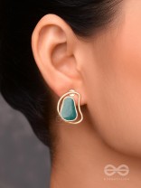 The Indigo Illusion - Golden Enamelled Stud Earrings