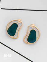 The Indigo Illusion - Golden Enamelled Stud Earrings