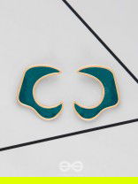 The Blue Moon - Golden Enamelled Stud Earrings