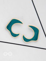 The Blue Moon - Golden Enamelled Stud Earrings