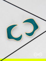 The Blue Moon - Golden Enamelled Stud Earrings