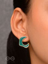 The Blue Moon - Golden Enamelled Stud Earrings