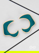 The Blue Moon - Golden Enamelled Stud Earrings