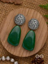 THE  JADE ELEGANCE - OXIDISED JHUMKA EARRINGS