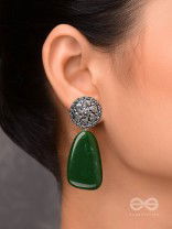 THE  JADE ELEGANCE - OXIDISED JHUMKA EARRINGS