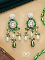 Agrevana - Forest Fables - Golden Embellished Polki And Kundan Finished Hand Embroidered Earrings