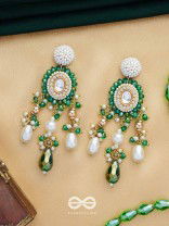 Agrevana - Forest Fables - Golden Embellished Polki And Kundan Finished Hand Embroidered Earrings