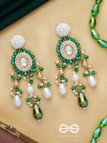 Agrevana - Forest Fables - Golden Embellished Polki And Kundan Finished Hand Embroidered Earrings