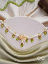 Anupta - Meadow Melody - Golden Embellished Polki And Kundan Finished Hand Embroidered Neckpiece