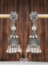 Petals In Bloom - Oxidised Jhumka Earrings