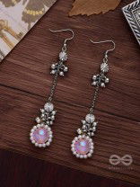 Silver Blush Bubbles - Oxidised Embellished Earrings
