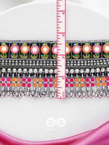 Prasidika - The Radiant Garden - Resham And Beads Hand Embroidered Oxidised Choker Neckpiece