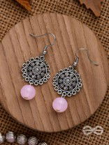 BLUSH BLOSSOMS - OXIDISED JHUMKA EARRINGS
