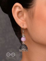 PINK MIST ELEGANCE - OXIDISED DROP JHUMKA EARRINGS